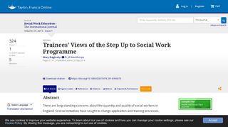 Trainees' Views of the Step Up to Social Work Programme: Social ...