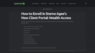 How to Enroll in Sterne Agee's New Client Portal: Wealth Access ...