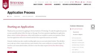 Application Process | Stevens Institute of Technology