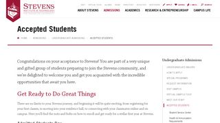 Accepted Students - Stevens Institute of Technology