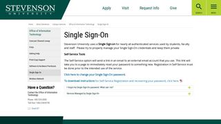 Single Sign-On | Stevenson University