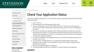 Check Your Application Status | Stevenson University