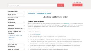 Checking out for your order – Stitch Fix Help