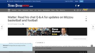 Mizzou chat with Dave Matter moved to 11 a.m. Friday | Missouri ...