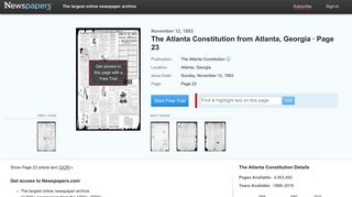 The Atlanta Constitution from Atlanta, Georgia on November 12, 1893 ...