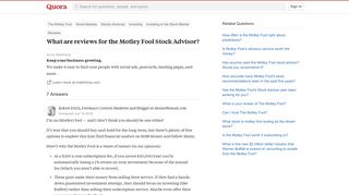 What are reviews for the Motley Fool Stock Advisor? - Quora