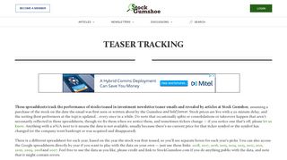 Teaser Tracking | Stock Gumshoe