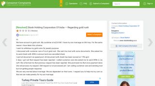 [Resolved] Stock Holding Corporation Of India — Regarding gold rush