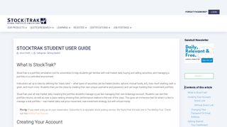 StockTrak Student User Guide - StockTrak Content Pages