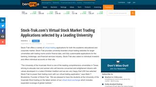 Stock-Trak.com's Virtual Stock Market Trading Applications selected ...
