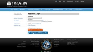 Applicant Login - Stockton University- Job Opportunities