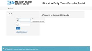 Stockton Early Years Provider Portal - Log In