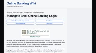 Stonegate Bank Online Banking Login | OnlineBankingwiki