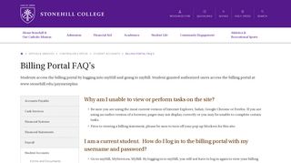 Billing Portal FAQ's · Stonehill College