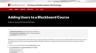 Adding Users to a Blackboard Course - DoIT - Stony Brook University