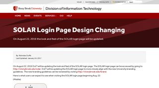 SOLAR Login Page Design Changing - DoIT - Stony Brook University