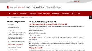 SOLAR and Stony Brook ID | Health Sciences Office of Student Services