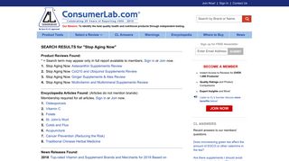 Stop Aging Now Reviews by ConsumerLab.com with Ratings from ...