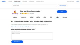 When is payday working at stop and shop? | Indeed.com