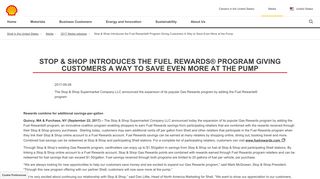 Stop & Shop Introduces the Fuel Rewards® Program Giving ... - Shell Oil