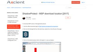 ShadowProtect - MSP download location [2017] – Axcient - eFolder