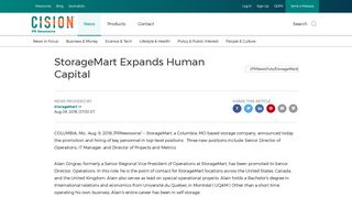StorageMart Expands Human Capital - PR Newswire