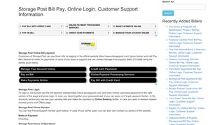 Storage Post Bill Pay, Online Login, Customer Support Information