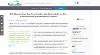 GNC Chooses Store Ops-Center Solution from Opterus to Power Store ...