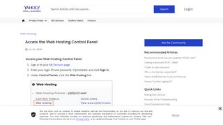 Access the Web Hosting Control Panel - Yahoo Small Business ...