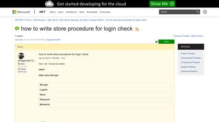 how to write store procedure for login check | The ASP.NET Forums