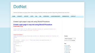 DotNet: Create Login page in asp.net using Stored Procedure