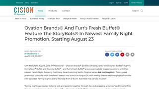 Ovation Brands® And Furr's Fresh Buffet® Feature The StoryBots® In ...