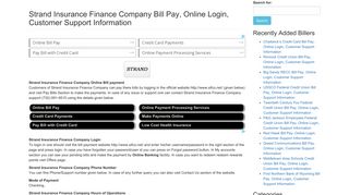 Strand Insurance Finance Company Bill Pay, Online Login, Customer ...