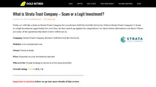 What is Strata Trust Company – Scam or a Legit Investment? | Gold ...