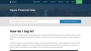 Help - How do I log in? - Agora Financial