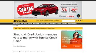 Strathclair Credit Union members vote to merge with Sunrise Credit ...