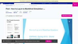 First - How to Log in to MarkStrat Simulation - MAR445 ... - Course Hero
