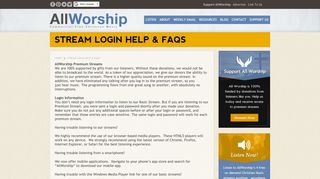 Stream Login Help & FAQs | AllWorship.com