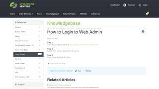 How to Login to Web Admin - Knowledgebase - Streamline Servers