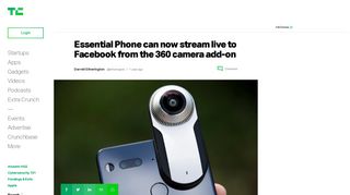 Essential Phone can now stream live to Facebook from the 360 ...