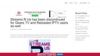 Streams R Us has been discontinued for Gears TV and Reloaded ...