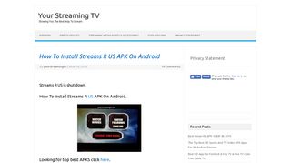 How To Install Streams R US APK On Android – Your Streaming TV