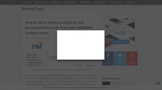 How to put in Streamyx login ID and password after reset modem ...