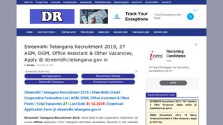 Streenidhi Telangana Recruitment 2019, 27 AGM, DGM, Office ...