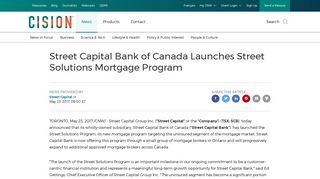 Street Capital Bank of Canada Launches Street Solutions Mortgage ...