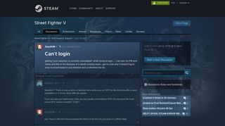 Can't login :: Street Fighter V Tech Issues & Support - Steam Community