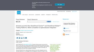 Schwab Launches New StreetSmart Central™ and StreetSmart Mobile ...