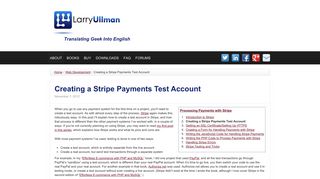 Creating a Stripe Payments Test Account | Larry Ullman