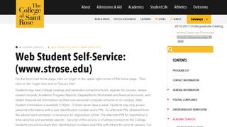The College of Saint Rose - Web Student Self-Service: (www.strose.edu)