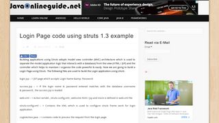 Login Page code using struts 1.3 example – Javaonlineguide.net